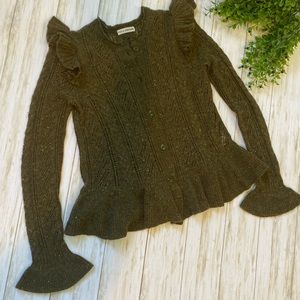 Ulla Johnson cashmere cardigan ruffle peplum Petit